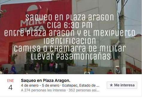 ¿Citas para saqueos en Mexipuerto y Plaza Aragón?